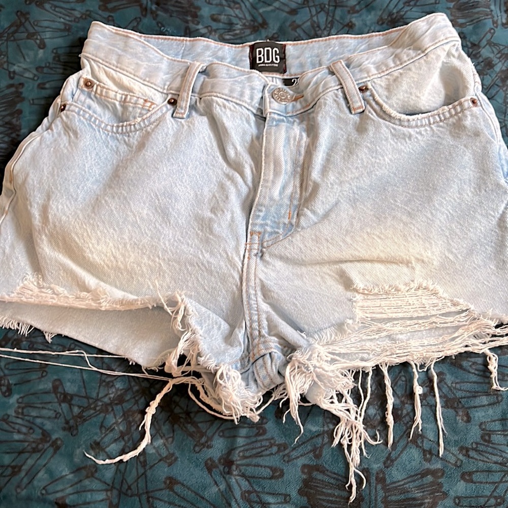 Buy now! Might donate later. BDG Distressed Light Blue Jean Shorts